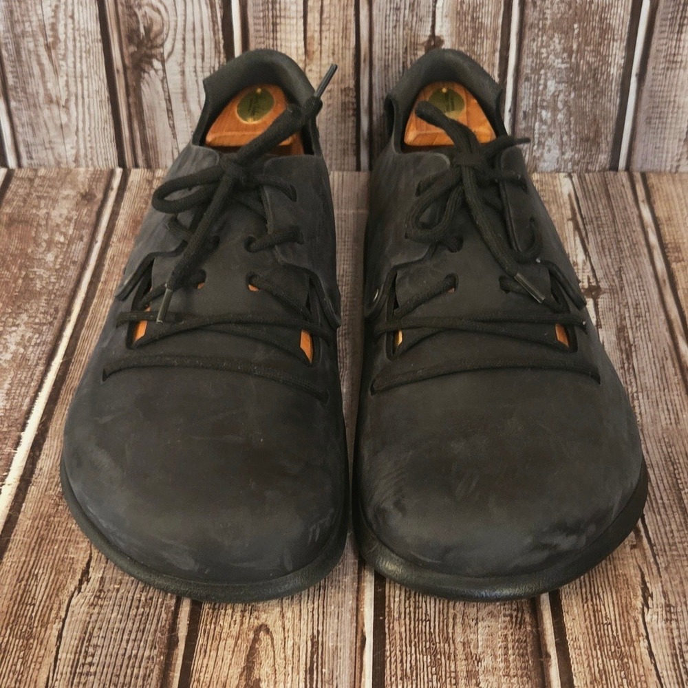 Sz 42/ 9 R Mens Birkenstock Montana Black Oiled Leather Lace Up Shoes Excellent